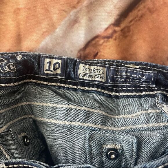 Miss Me kids beaded aztec embellished cuff capris Sz 10 - Picture 3 of 6